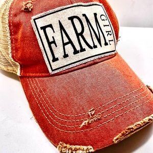 FARM GIRL! Distressed style boutique adjustable baseball cap!